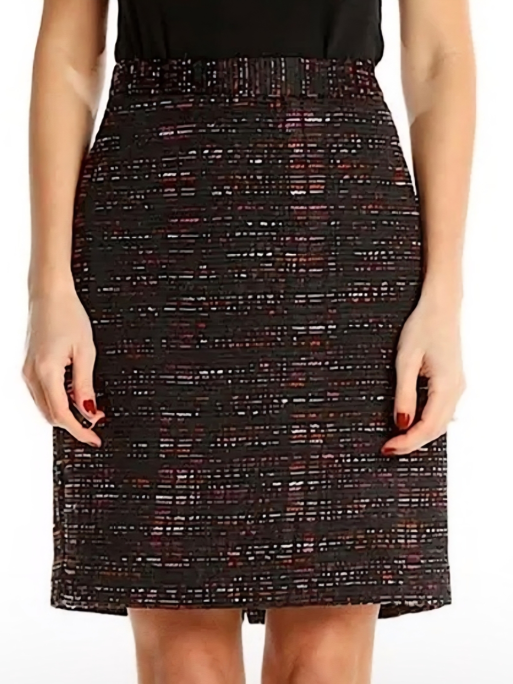 LOFT Black Tweed Pencil Skirt with Subtle Multicolor Threads